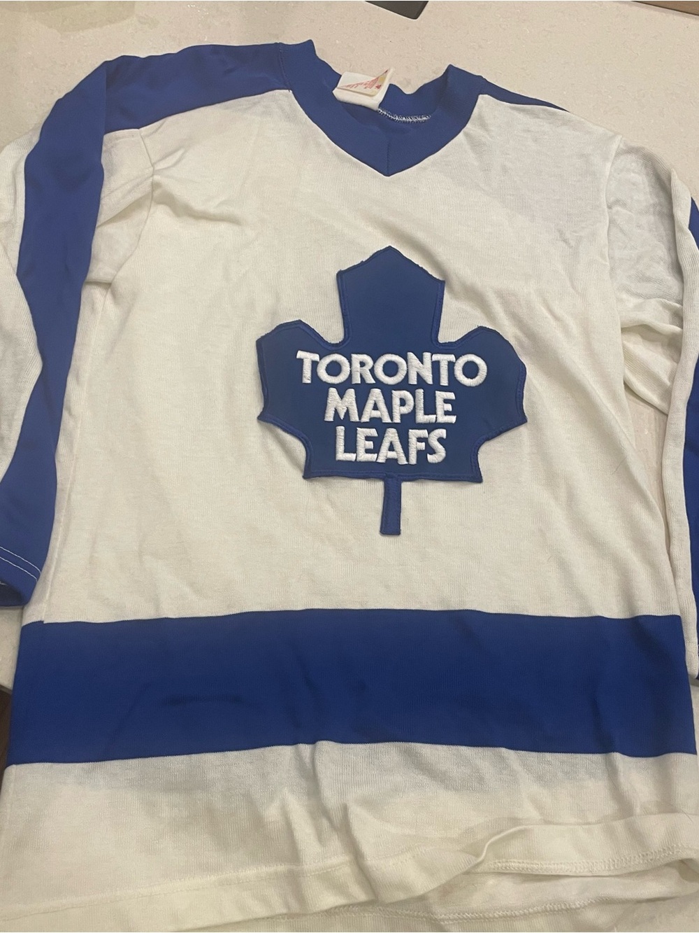 Toronto Maple Leafs White & Blue Long-Sleeve Hockey Jersey